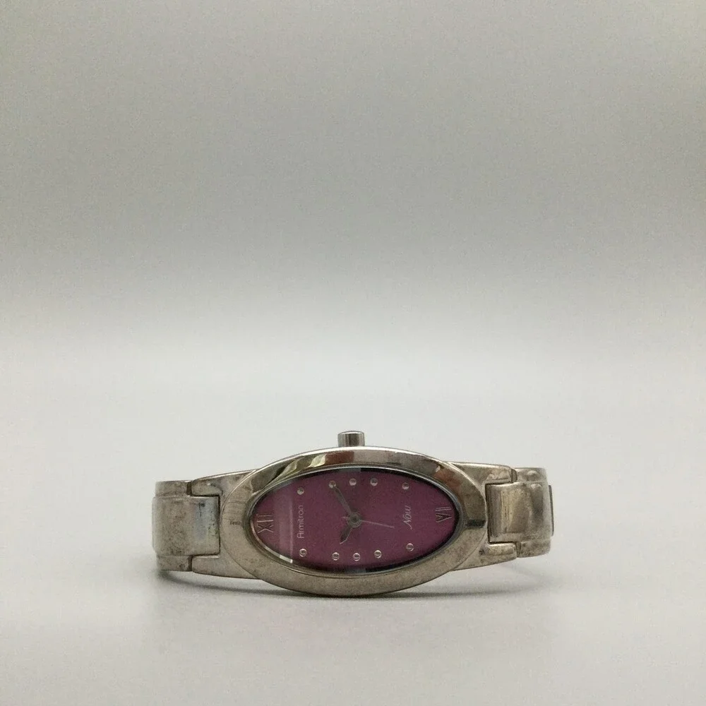 Armitron Now Womens Watch 18mm Pink Oval Dial Silver Tone New Battery 6.5